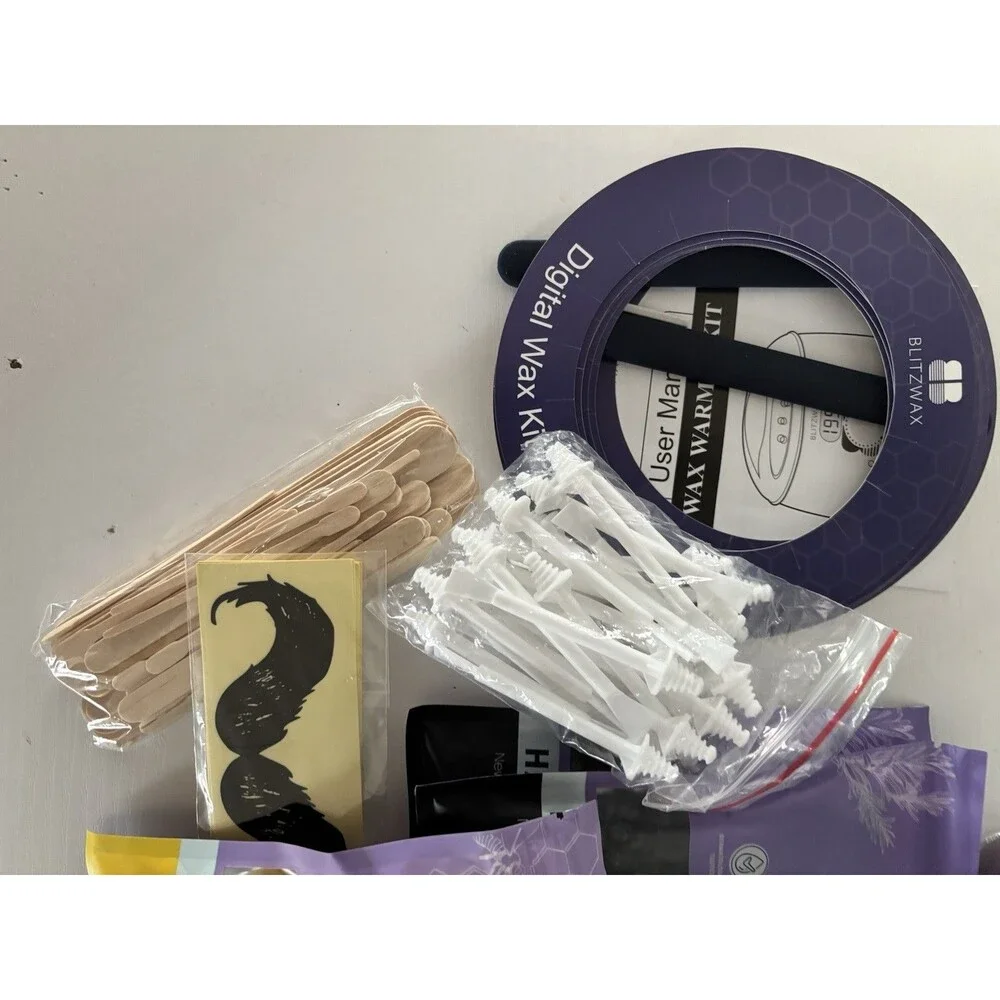 BLITZWAX Waxing Kit for Men, Hard Wax Warmer for Face, Arms, Legs